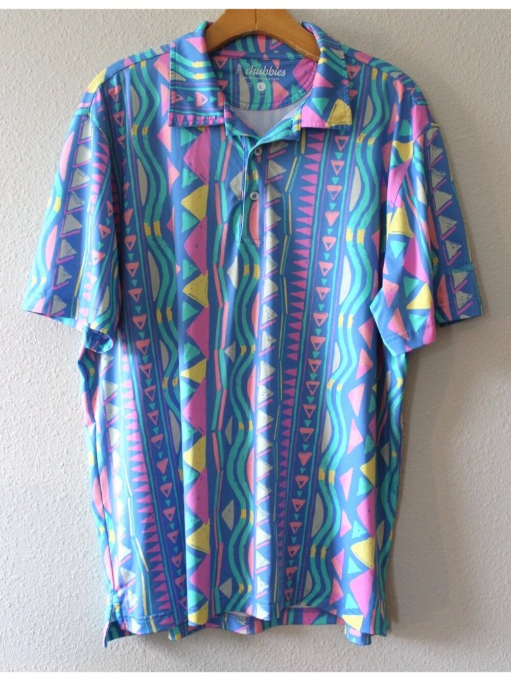 Chubbies Mens Multicolor The Long Timer Short Sleeve Polo Shirt L